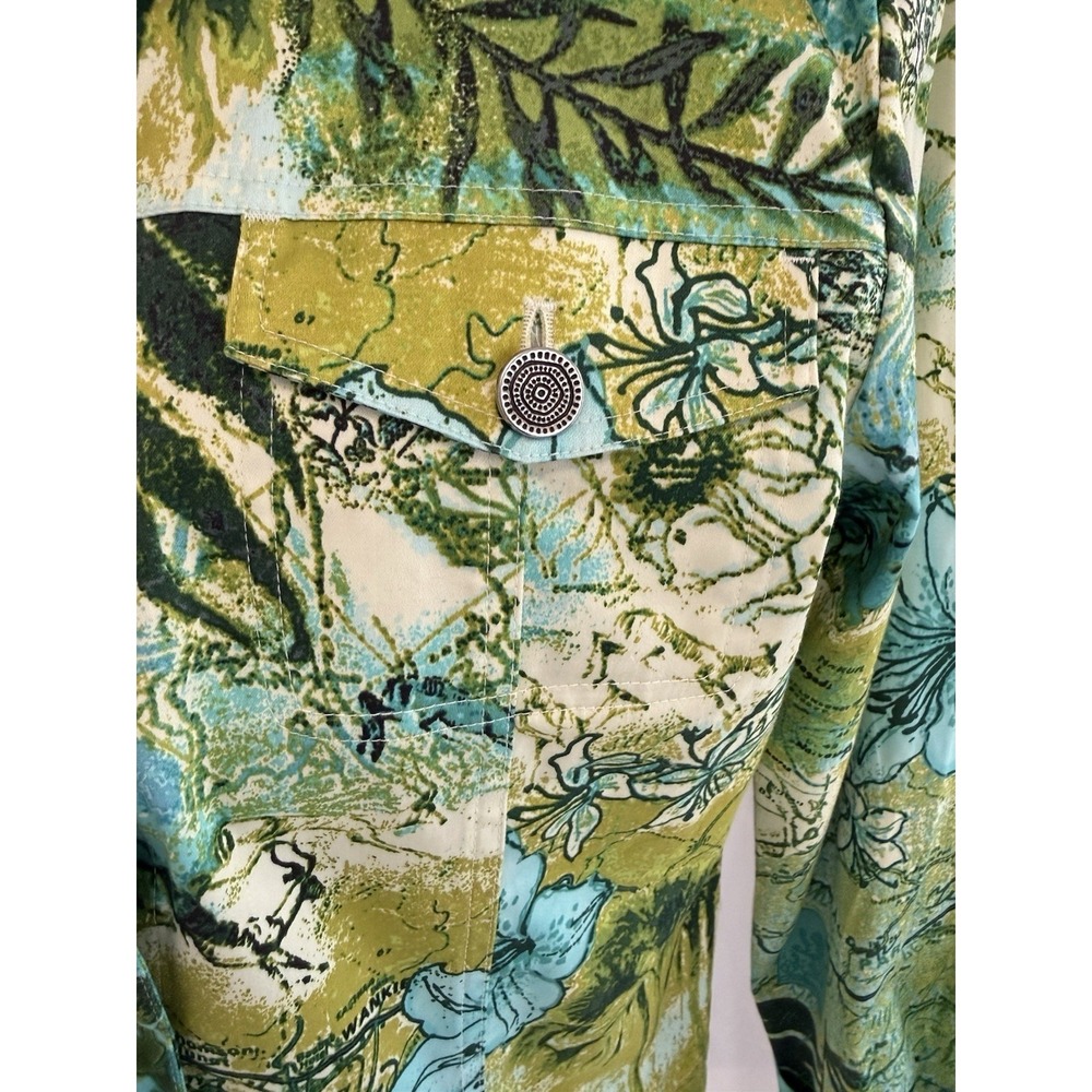 ELCC Women Jacket Stretch Blue, Aqua,Green's World Map Design Blazer Size S NWT - Picture 4 of 10